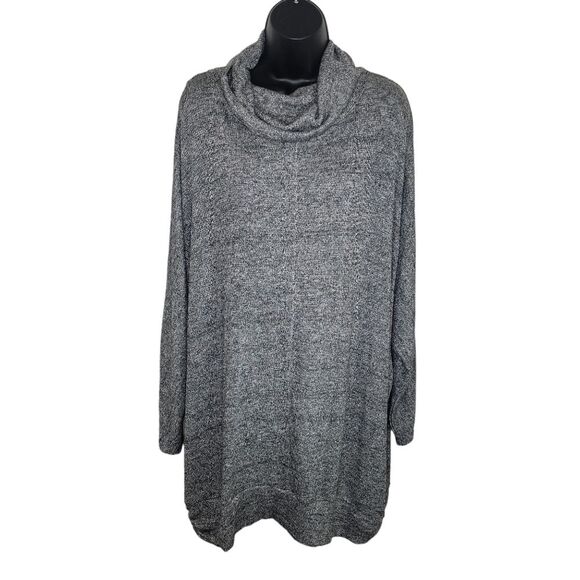Lane Bryant gray metallic cowl neck tunic sweater 26/28 - Picture 1 of 8